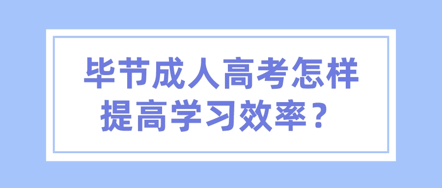 毕节成人高考怎样提高学习效率？